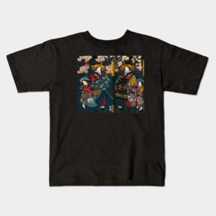 Japanese Art: A courtesan under cherry trees by Yoshitora Kids T-Shirt